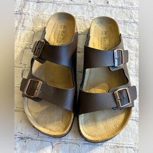 MAIBULUN CHOCOLATE BROWN DOUBLE STRAP VEGAN SANDALS SIZE US 10.5/ EU 43